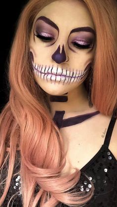 Glam Skeleton, Makeup Halloween Costumes, Makeup Ideas Halloween, Halloween Skeleton Makeup, Body Painting Art, Pelottava Halloween, Halloween Makeup Sugar Skull, Halloween Makeup Look