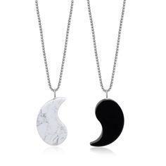 PRICES MAY VARY. Yin Yang Stone Pendants: 1.1*0.6*0.24"(28*15*6mm) Black Obsidian & Howlite Stainless steel box chain: 18"(45cm) for Famale's howlite stone; 22"(55cm) for Male's obsidian stone Yin Yang Couple Necklaces: Howlite white stone represents the "Yin" like the lows of life and Obsidian black stone represent "Yang" like highs of life, this his and hers yin yang necklaces reminds you to stay balanced and have a better control of reality This couple his and hers necklaces set can be shared Yin Yang Couple, Necklaces For Couples, His And Hers Necklaces, Matching Necklaces For Couples, Yin Yang Balance, Yin Yang Necklace, Couple Friends, Howlite Necklace, Black Obsidian Stone