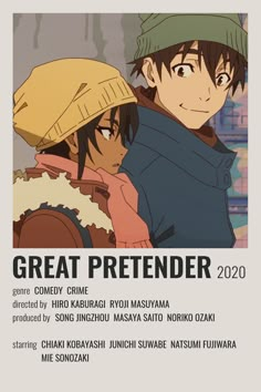 an advertisement for the movie great pretendr with two people wearing hats and looking at each other