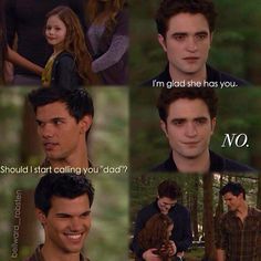 the twilight saga movie scene with robert pattis and taylor laudger, as well as an image of his face