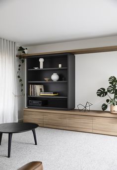 a living room filled with furniture and a potted plant