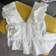 White Blouse, Never Worn, Size Xs-S From H&M 100% Cotton White Blouse, White Tops, H&m, Color White, Top Blouse, The 100, Blouses, Womens Tops, Women Shopping