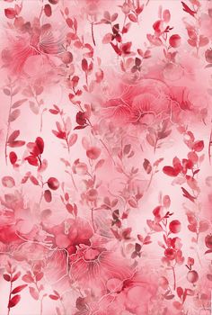 red flowers and leaves on a pink background