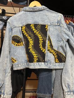 Handmade unique Puakinekine appliquéd leis on Denim jacket. Womens Jackets, Lei, Custom Orders, Halloween Shopping, Denim Jacket, Art Collection, Bathing Beauties, Jackets For Women, Jackets & Coats