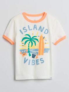 Toddler Graphic T-Shirt | Gap Factory White Jersey T-shirt With Logo Print, Summer Jersey T-shirt With Letter Print, White Jersey T-shirt For Summer, Graphic Tee With Crew Neck In Jersey, Graphic Tee With Crew Neck In Jersey Material, White Graphic Print Jersey Tops, White Jersey T-shirt, White Crew Neck Graphic Tee, White Crew Neck Top With Front Print