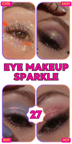 Eye Makeup Sparkle, Glamorous Eye Makeup, Makeup Sparkle, Dark Smokey Eye, Smokey Eye For Brown Eyes, Sparkling Eyes