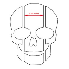 a drawing of a skull with an arrow pointing to the left side and right side