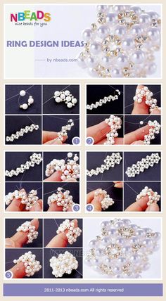 the instructions for how to make beaded bracelets with pearls and flowers on them