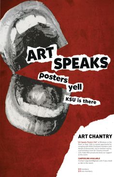 an advertisement for art speaks featuring two mouths