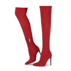 PRICES MAY VARY. Premium Design: Elevate your style with our over-the-knee boots featuring a towering 4.3” stiletto heel and a shaft height of 22.83”. Crafted with stretchy suede fabric, these boots offer a snug fit that adjusts to the shape and size of your legs, while the calf girth of 12.59” and top opening circumference of 15.35” ensure a comfortable yet secure wear. design side zipper allows for easy slipping in and out. Comfortable Fit:Experience all-day comfort with our thigh high boots' Walk Confidently, Casual Work Wear, High Heels Boots, Stiletto Boots, High Quality Shoes, Pointed Toe Shoes, Suede Fabric, High Heels Stilettos, Heels Boots