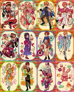 an image of some anime characters in different outfits