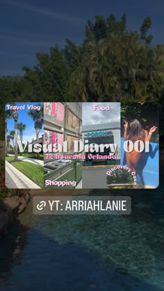 the virtual library is on display in front of some trees and water, with an advertisement for