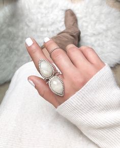 scolecite Ring, silver energy stone, healing crystals, boho chic style #etsy #jewelry #ring #adjustablering #silverring #healingcrystals #crystals #energy #scolecite #silver #bohochic Silver Gift Wrap, Energy Stones, Silver Gifts, Crystal Rings, Contemporary Jewelry, Boho Chic Fashion