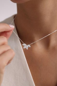 𓆩♡𓆪Product Description𓆩♡𓆪 𓆩♡𓆪Elevate your jewelry collection with our exquisite 925 Sterling Silver Marquise Diamond Necklace. This elegant piece features a dazzling marquise-cut diamond, meticulously set to showcase its unique shape and sparkle. The sleek design in high-quality sterling silver adds a touch of sophistication to any outfit, making it the perfect accessory for both everyday wear and special occasions. 𓆩♡𓆪The adjustable chain ensures a comfortable and personalized fit, allo Gold Necklace Bridal Jewelry, Flower Diamond Necklace, Gold Necklace Bridal, Marquise Diamond Necklace, Jewelry Flower, Solid Gold Necklace, Necklace Bridal, Marquise Cut Diamond, Outfit Making