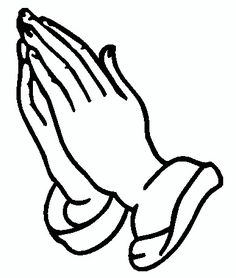 a praying hand with two hands extended out to the side, in black and white