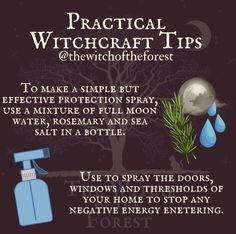 Protection Spray Witchcraft, Spray Witchcraft, Diy Witches, Magical Herbs Witchcraft, Witchcraft Tips, Goddess Witch, Witch's Garden, Hoodoo Magic