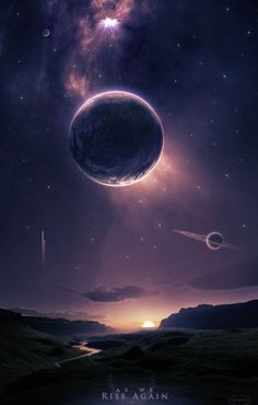 an artist's rendering of two planets in the sky