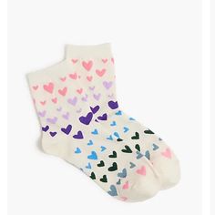 Nwt- Women's Jcrew Heart Boot Socks Fits Women's Sizes 5-10 Cotton/Polyester/Spandex. Machine Wash. Valentines Socks, New Heart, Socks For Women, Boot Socks, Socks Women, Hosiery, Polyester Spandex, Pink White, J Crew