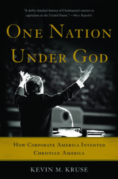 the book cover for one nation under god, with a man raising his hands up