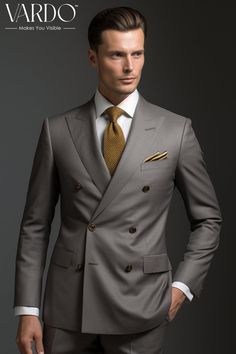 >>ORIGINAL ARTWORK AND CONTENT, PLEASE DO NOT COPY<< Men Suits, Suits For Man, Classic Men's Worsted Grey Double Breasted Suit - Timeless Elegance, Formal Attire, Formal piece Wedding Suit, Double Breasted, Formal Fashion Slim Fit Suit. Elevate your style with our classic Men's Worsted Grey Double Breasted Suit. This sophisticated ensemble exudes timeless elegance, perfect for any formal occasion. Meticulously crafted to accentuate your silhouette and provide unrivaled comfort, this suit is a must-have in every discerning gentleman's wardrobe. 👔 Key Features: ✨ Premium Worsted Grey Fabric ✨ Double Breasted Jacket for a Unique Look ✨ Exceptional Fit and Comfort ✨ Perfect for Weddings, Business Meetings, and Special Events ✨ Versatile and Stylish - Dress It Up or Down Add a touch of refinem Classic Three-piece Suit With Custom Fit And Long Sleeve, Classic Long Sleeve Custom Fit Sets, Vardo Suits, Gentleman's Wardrobe, Formal Fashion