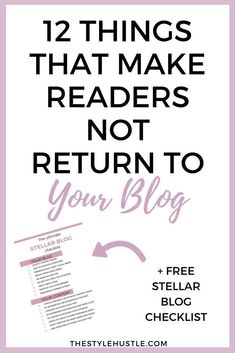 the text reads 12 things that make readers not return to your blog, and there is a