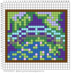 a cross stitch pattern with squares in the middle and numbers on each side, as well as