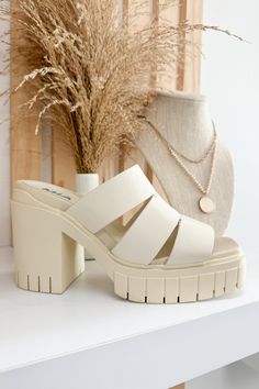 Mia Nara Platform Sandals (Bone) - Happily Ever Aften Natural Color Platform Sandals With Ankle Strap, Natural Ankle Strap Platform Sandals, White Leather Platform Sandals, Platform Sandals For Beach, Synthetic Material, Beach T-strap Platform Sandals In Synthetic, One Piece & Sets, Mini Shirt Dress, Platform Sandals, Shoe Collection