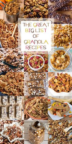 The Great Big List of Granola Recipes • Sarahs Bake Studio Gourmet Granola Recipe, Granola Bar Recipes, Gourmet Granola, Soft Granola, Healthy Homemade Granola Recipe