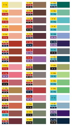 the color chart for different shades of paint