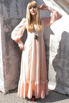 Gunne Sax, pink dress Pale Dress, Dress Wishlist, Folk Fashion, Dreamy Dress, Wardrobe Ideas, Mori Girl, Stevie Nicks