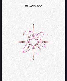 the cover to hello tattoo, with pink ink on white paper and stars in the middle