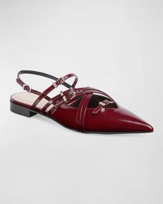 Gucci Sepraphine Patent Buckles Slingback Flats | Neiman Marcus Gucci Flats, Designer Ballet Flats, Urban Shoes, Slingback Flats, Black Ballet Flats, Ballet Pumps, Pointed Toe Flats, Ballerina Flats, Gucci Shoes