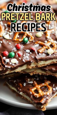 christmas pretzel bark recipe on a white plate