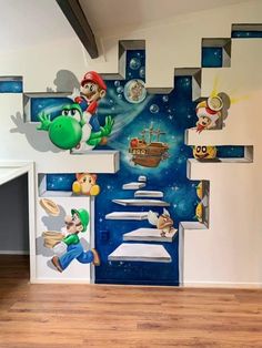 this is an image of mario bros wall mural