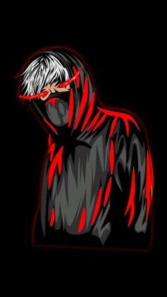 a man in black and red hoodie with his face obscured by the dark background