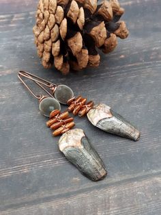 Natural Beaded Nature-inspired Jewelry, Nature Jewelry Diy, Pine Cone Earrings Diy, Handmade Natural Nature-inspired Earrings, Pinecone Jewelry, Pine Cones Jewelry, Nature-inspired Natural Wood Jewelry With Variations, Pine Cone Jewelry, Birch Jewelry