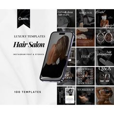 the luxury hair salon website is displayed in multiple photos and features images from different locations