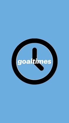 the goaltimes logo is shown in black and white on a light blue background