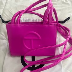 Azalea Pink Small Telfar Shopping Bag Comes With Duster Bag Worn Once In Great Condition - No Blemishes Small Pink Telfar Bag Outfit, Azalea Telfar Bag, Telfar Bag Pink, Large Pink Telfar Bag, Pink Telfar, Telfar Shopping Bag, Telfar Bags, Crossbody Bags, Bag Lady