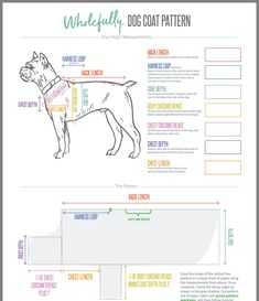 the dog coat pattern is shown with instructions