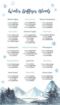 Winter Essential Oil Blends, Winter Diffuser Blends, Christmas Diffuser Blends, Winter Scents, Essential Oil Diffuser Recipes, Oil Diffuser Recipes, Essential Oil Blends Recipes, Diffuser Recipes