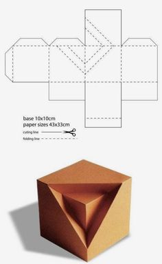 an origami box is shown with the cut out pattern on top and bottom