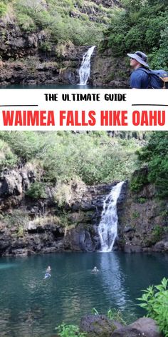 Waimea Falls and waterfall in Oahu flowing. Schofield Barracks Hawaii, Waimea Falls, Waimea Valley, Oahu Hikes, North Shore Hawaii, Waimea Bay