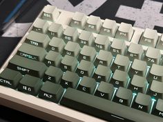 a computer keyboard sitting on top of a desk