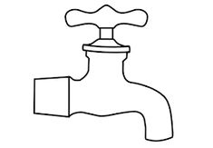 a line drawing of a faucet