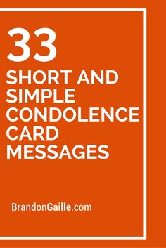 an orange square with the words 33 short and simple condence card messages on it