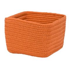 an orange basket is shown on a white background