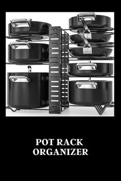 Pot rack organizer Pot And Pans Organization, Organizer For Kitchen, Pan Organization, Pan Rack, Lid Organizer, Organization Storage, Pot Rack