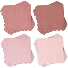 four pink napkins with scalloped edges