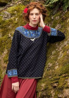 Hippie Mode, Outfit Essentials, Gudrun Sjoden, Scandinavian Fashion, Jacquard Sweater, Essential Dress, Folk Fashion, Floral Outfit, Embroidered Clothes